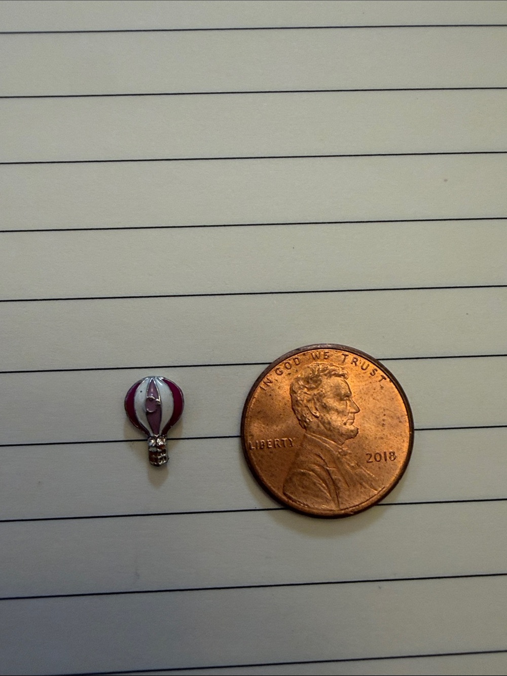 Origami Owl Pink and White Hot Air Balloon Floating Charm